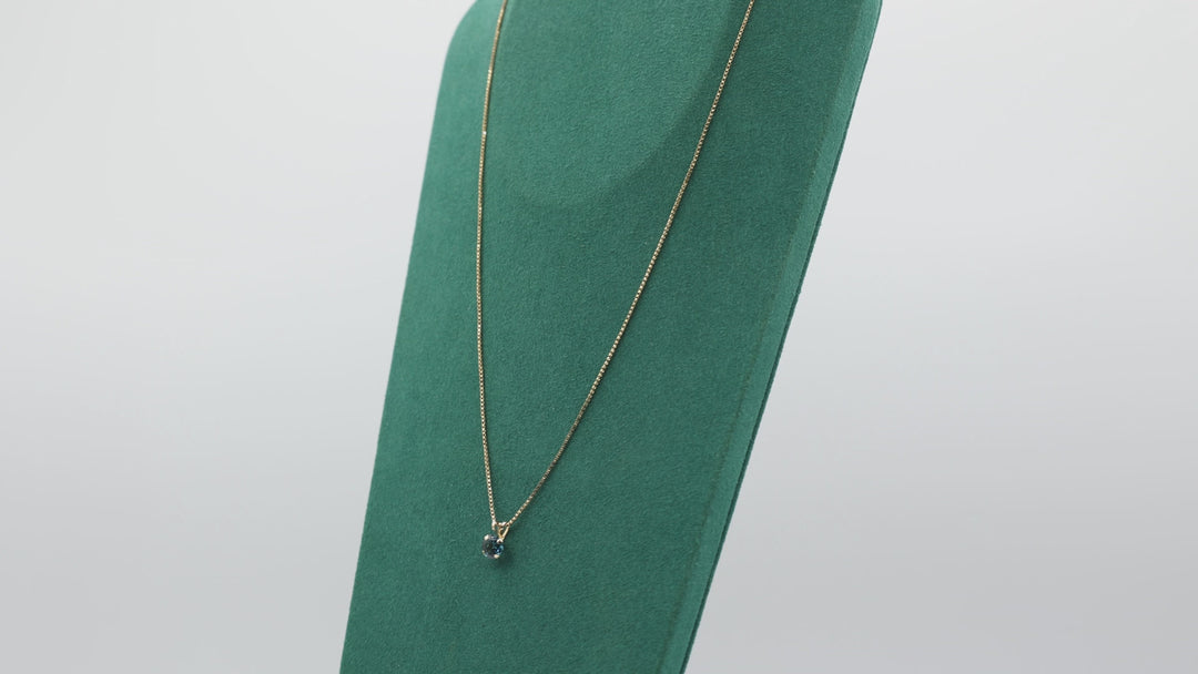 14k Yellow Gold 21 Inch Chain with Round 6mm Blue Stone Pendant Necklace