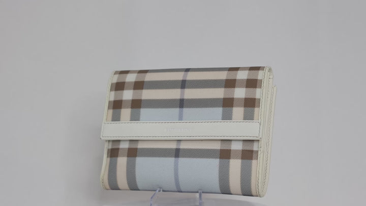 BURBERRY Light Blue Chacker Compact Wallet