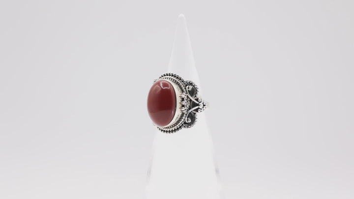 925 Sterling Silver Red Jasper Ring - Size 7