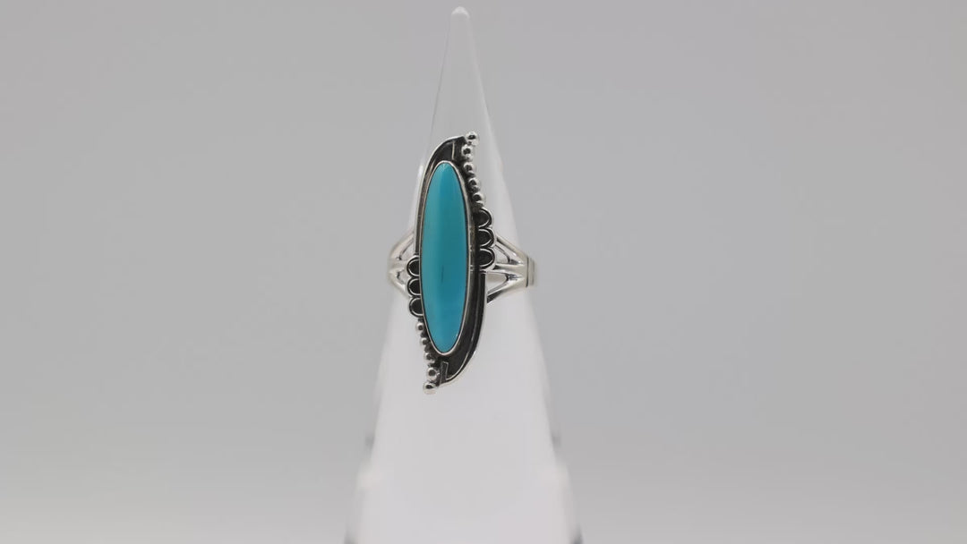 Sterling Silver Turquoise Ring Southwest Style Size 9