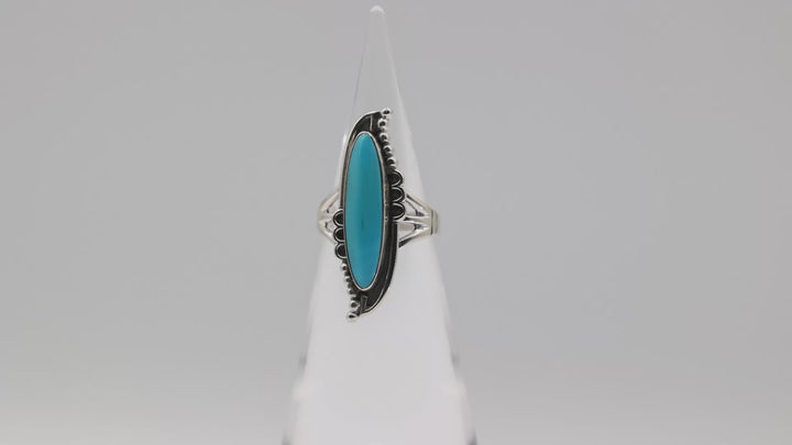 Sterling Silver Turquoise Ring Southwest Style Size 9