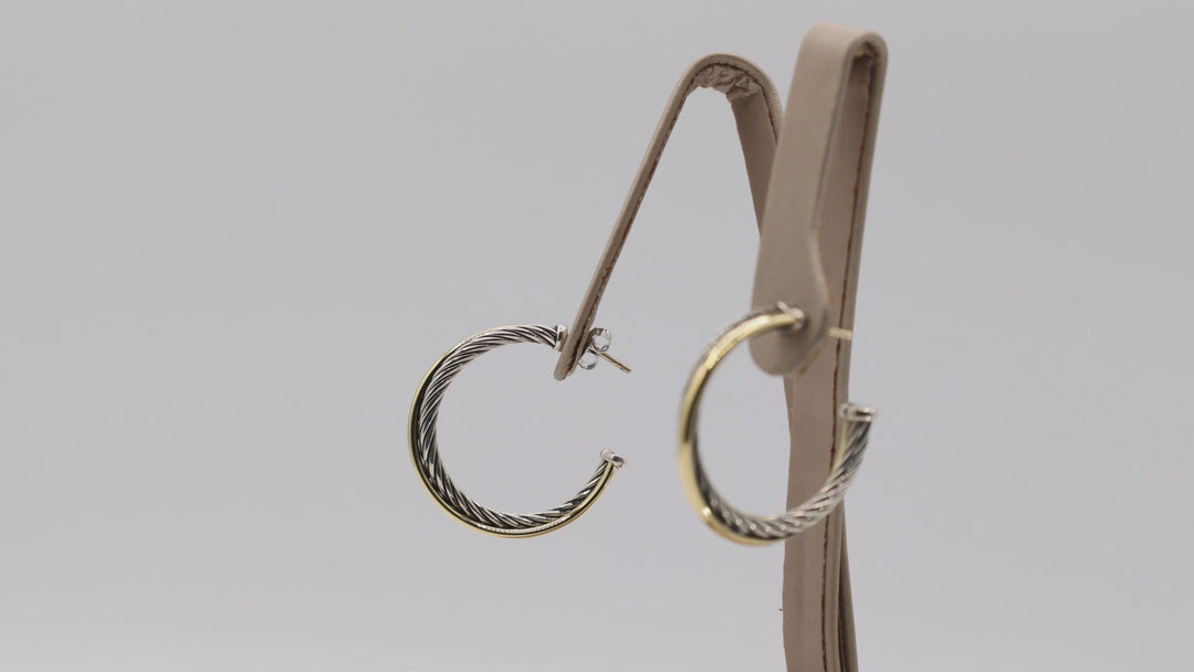 David Yurman Sculpted Cable Hoop Earrings Sterling Silver