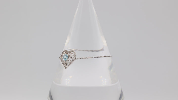 925 Silver Blue Heart Shaped Topaz and White Topaz Adjustable Bracelet 4.5 Inch