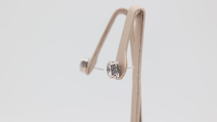 John Hardy 925 Sterling Silver 8mm White Topaz Stud Earrings