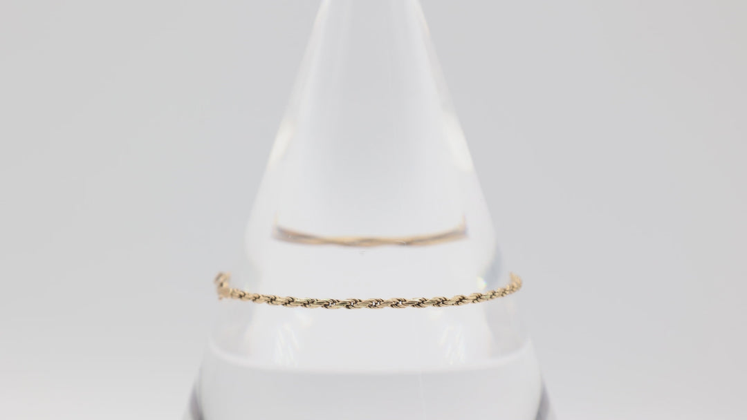 14k Yellow Gold Rope Chain Bracelet 7 Inches
