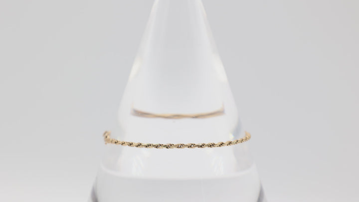14k Yellow Gold Rope Chain Bracelet 7 Inches