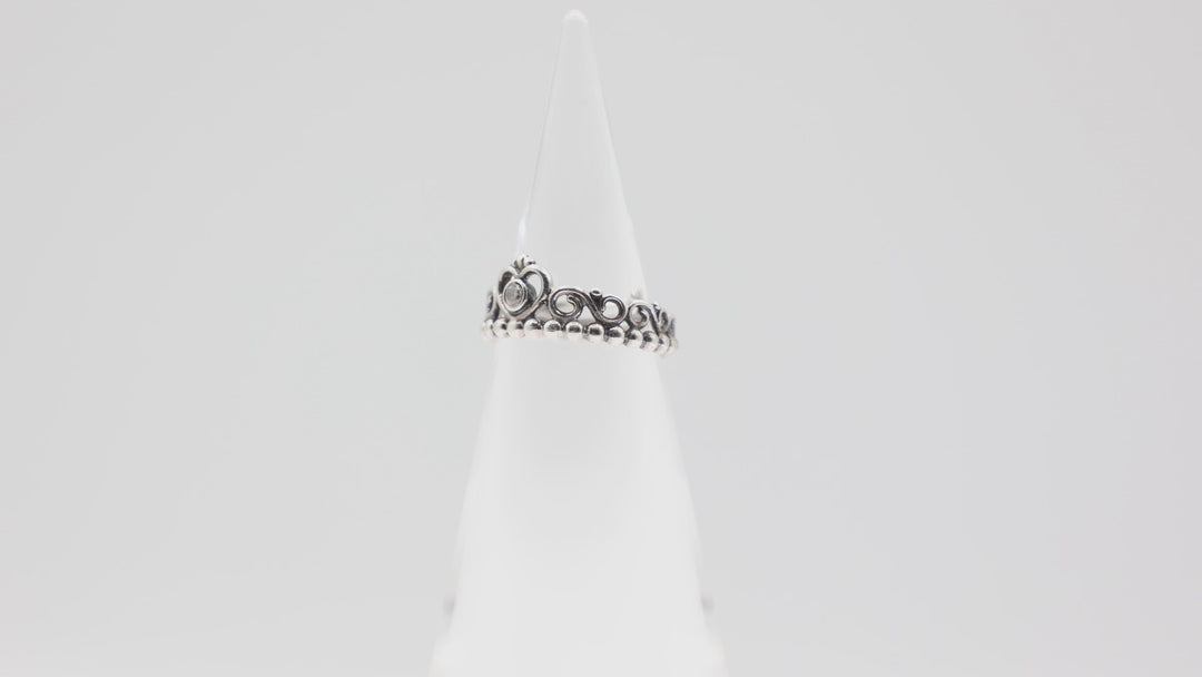 925 Sterling Silver Beaded Band Crown Ring Size 6.5