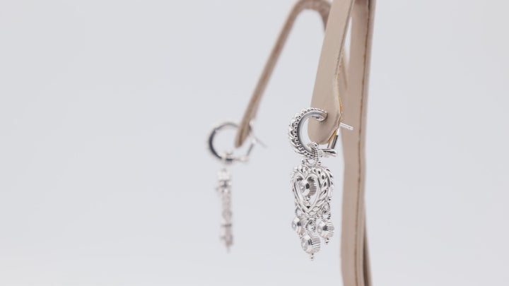 Costume Silver Tone Heart Dangle Earrings
