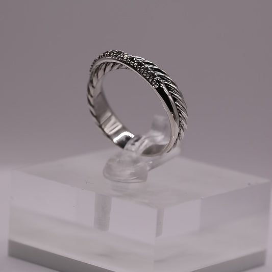 925 Sterling Silver David Yurman Sterling Silver Crossover Women's with Diamonds Ring - Size 7