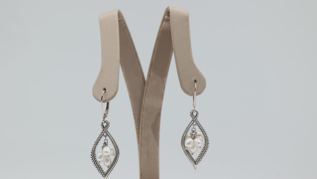 Lagos 925 Sterling Silver Pearl Cluster Dangle Earrings
