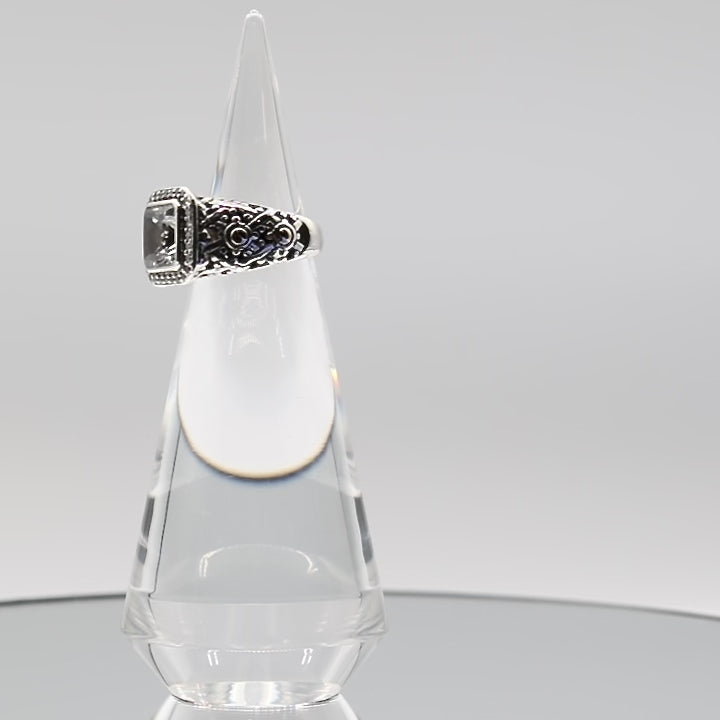 925 Sterling Silver and 18k Yellow Gold John Hardy White Topaz Ring - Size 6.75