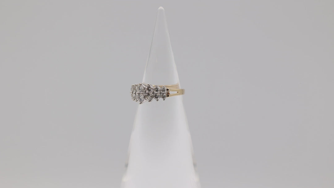 14k Yellow Gold and White Gold White Diamonds Ring Size 6.5