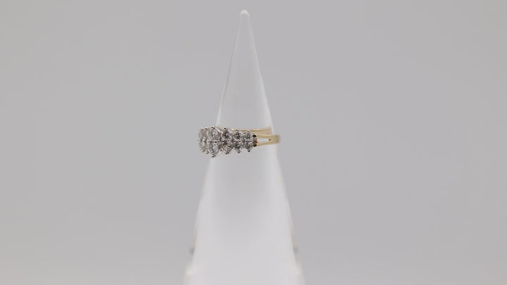 14k Yellow Gold and White Gold White Diamonds Ring Size 6.5