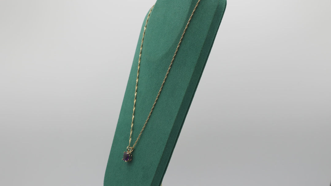 14k Yellow Gold 10mm Round Amethyst Singapore Necklace - 23 in.