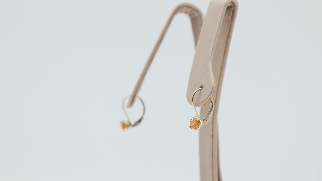 14k Yellow Gold Trillion Cut Citrine Stone Earrings for Women