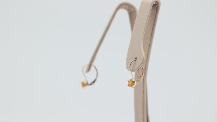 14k Yellow Gold Trillion Cut Citrine Stone Earrings for Women
