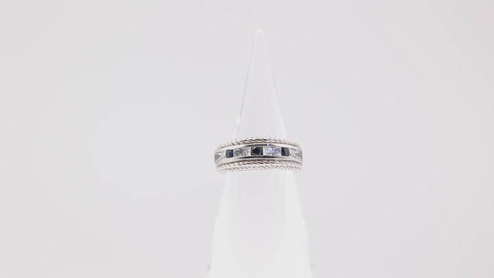 Judith Ripka Sterling Silver Cubic Zirconia and Sapphire Stone Ring - Size 8