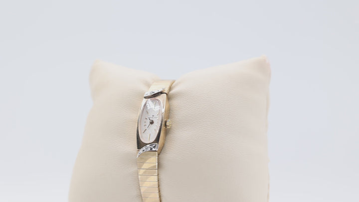 Hamilton Vintage Swiss Yellow Gold Dainty Oval Ladies Watch