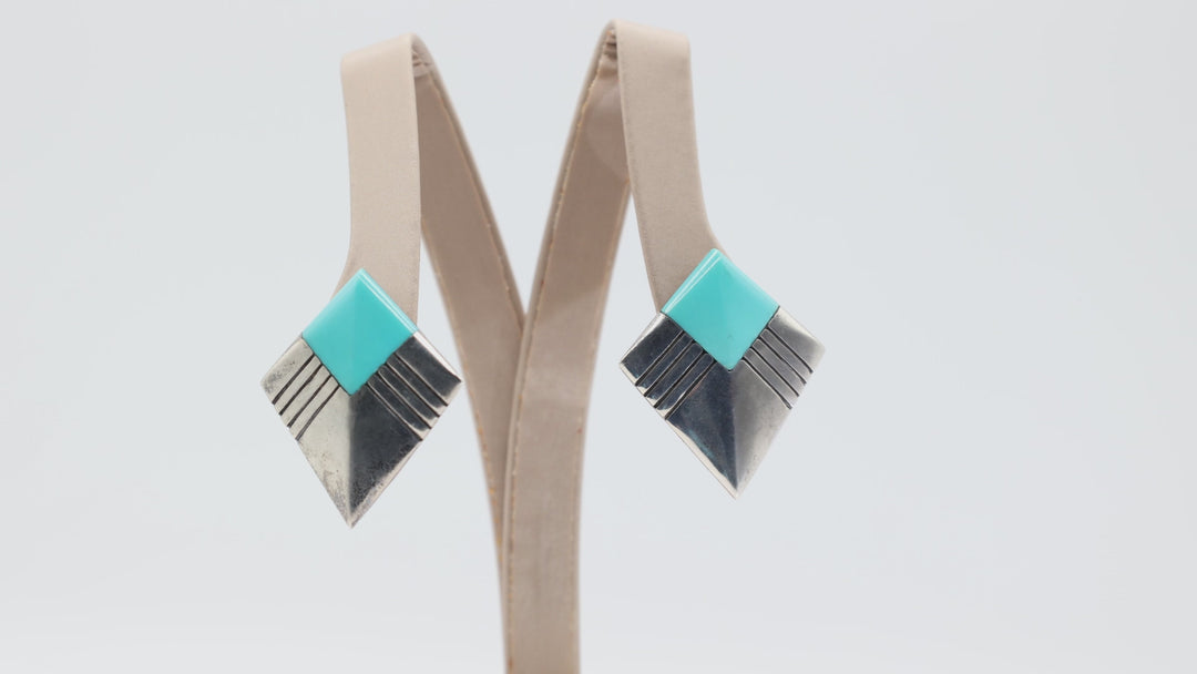 Sterling Silver Kite Shape Turquoise Earrings 952