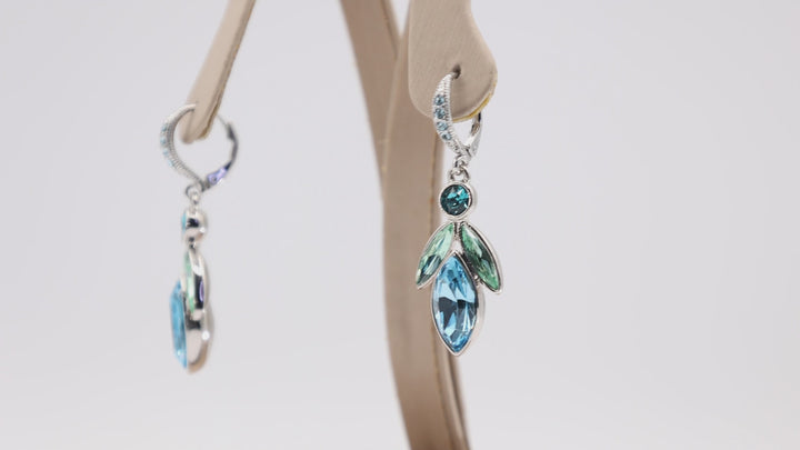 Blue and Mint Green Crystal Givenchy Dangle Earrings