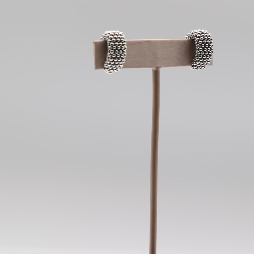 925 Sterling Silver Lagos Caviar Clip On Earrings