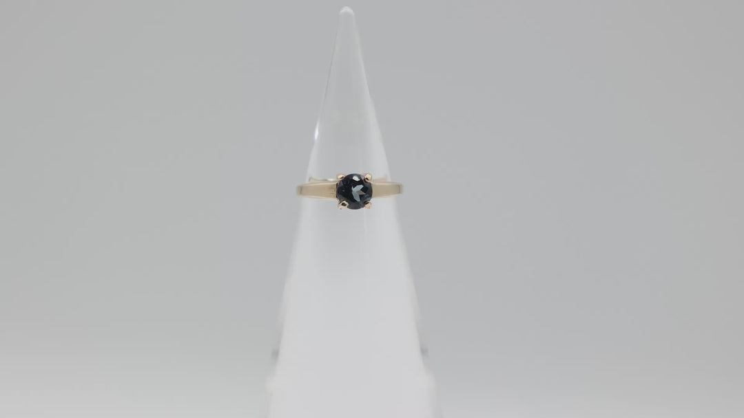 10K Yellow Gold London Blue Topaz Ring 6mm Size 5.5