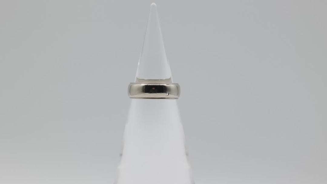 14K White Gold 7mm Band Ring Size 8.75 Polished Finish