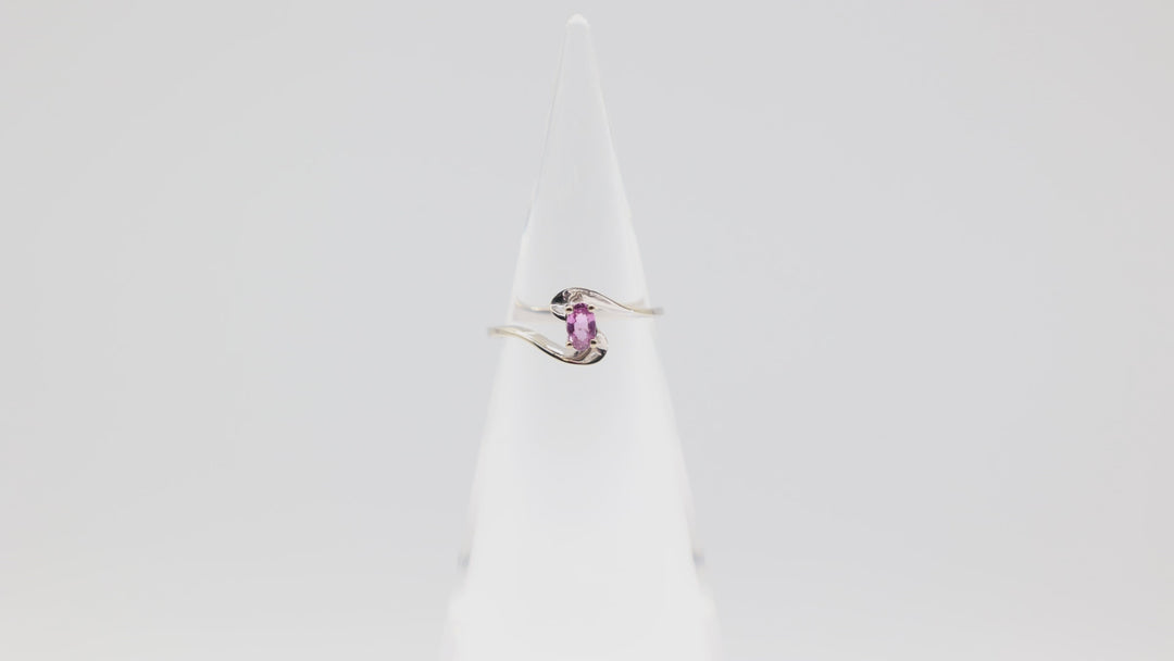 14K White Gold Pink Sapphire Wave Ring Size 7 0.25 Carat