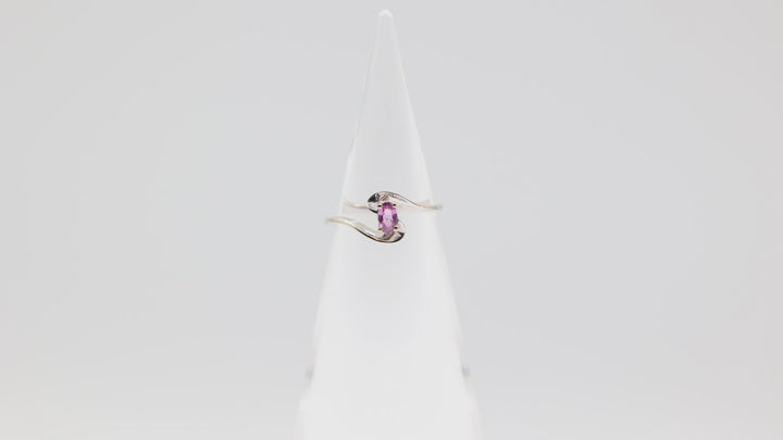 14K White Gold Pink Sapphire Wave Ring Size 7 0.25 Carat