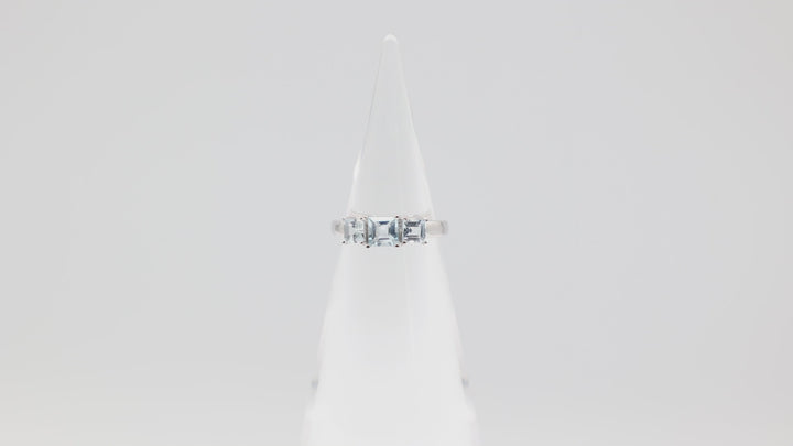 925 Sterling Silver Band with Three Light Blue Topaz Stones Size 6.5