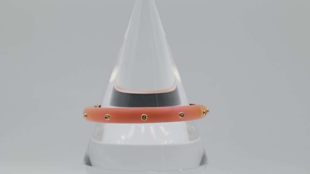 Alexis Bittar Pink Orange Crystal Statement Bangle Bracelet