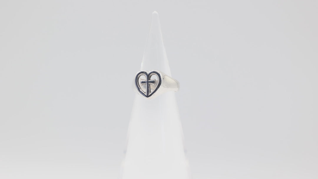 James Avery 925 Sterling Silver Heart Cross Ring Size 7