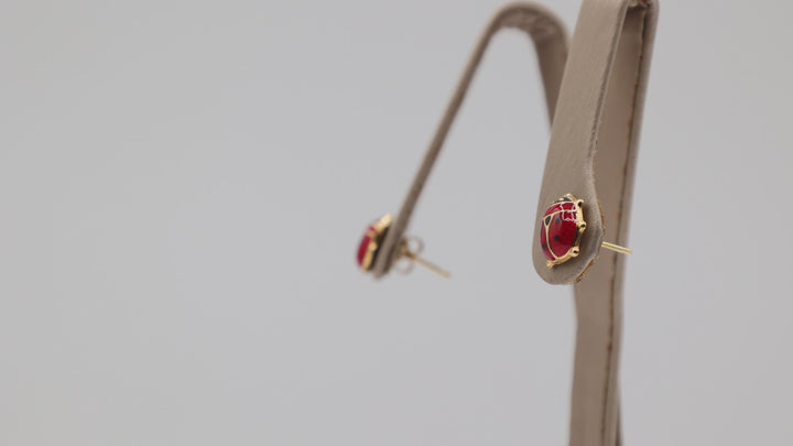 14k Yellow Gold Ladybug Stud Earrings Delicate Nature Inspired Jewelry For Her