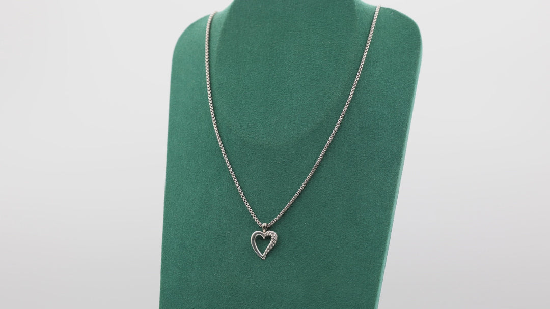 David Yurman 16 Inch 925 Silver Mini Open Heart Pendant Necklace