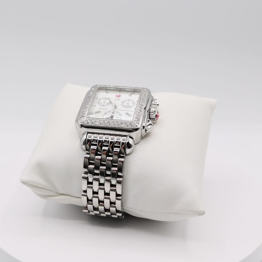 Michelle Deco Mother of Pearl and Diamonds Chronograph Watch