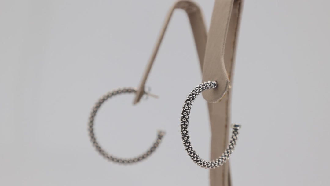 Lagos Caviar Hoop Earrings in 925 Silver and 14K Yellow Gold