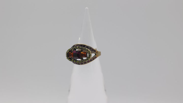 Heidi Daus Crystal Pave Art Deco Purple Square Ring Size 7.5