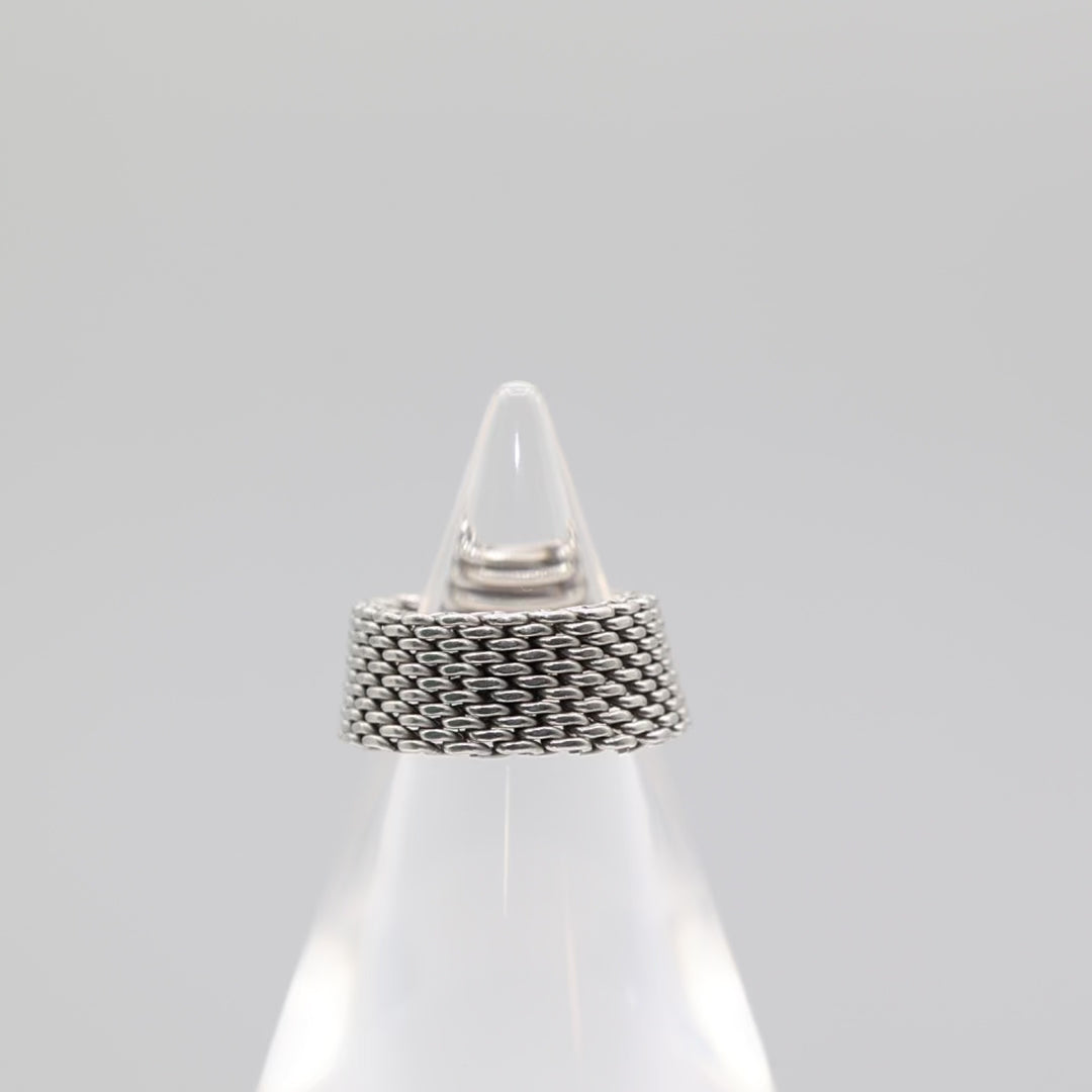 Tiffany & Co. 925 Silver Mesh Chain Ring - Size 9