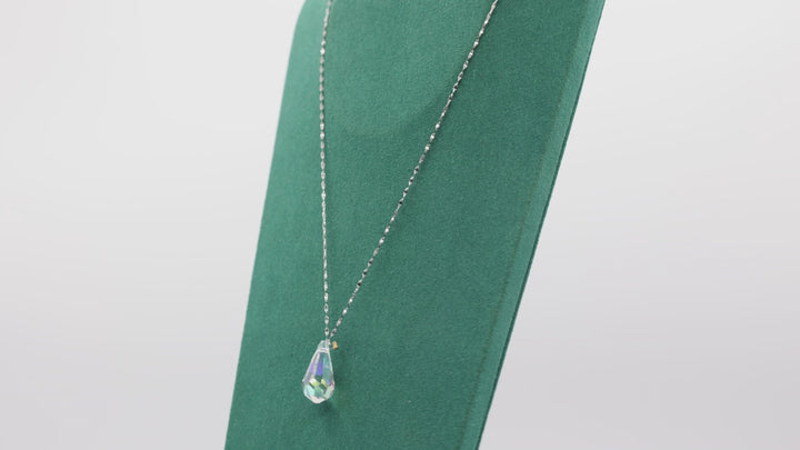 18k White Gold Chain with Iridescent Dangle Pendant