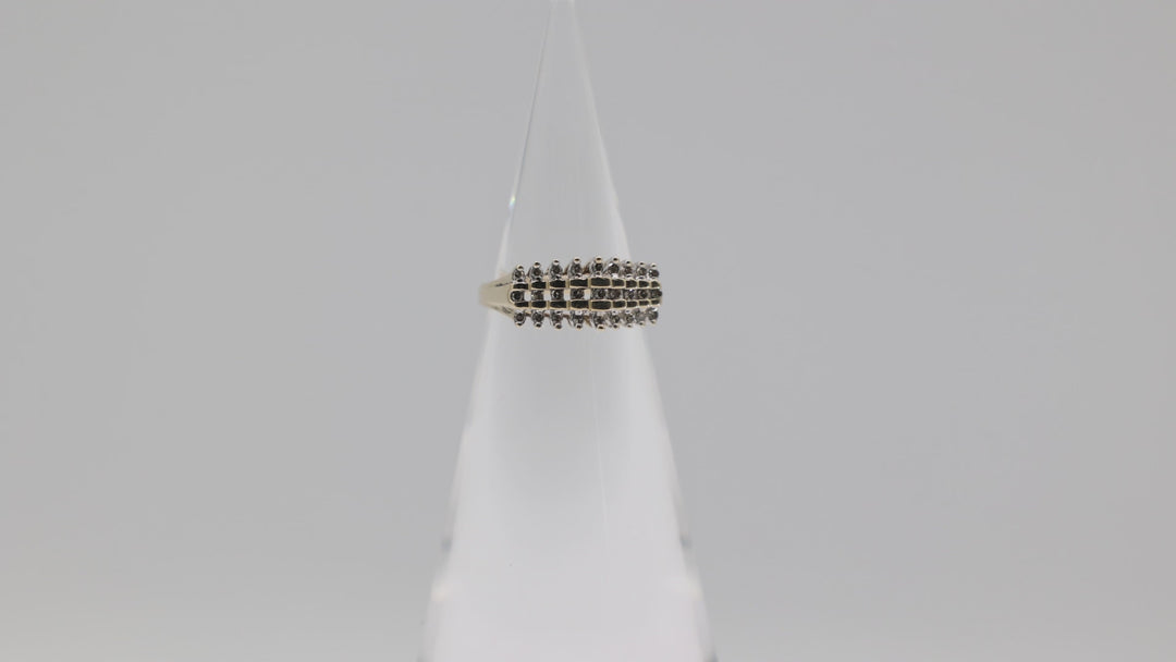 10K Yellow Gold Multi White Diamond Layered Ring Size 7