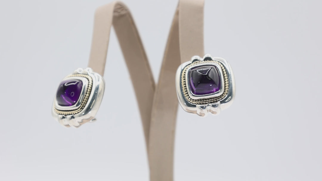 Tiffany & Co 18k Yellow Gold & 925 Vintage Amethyst Earrings