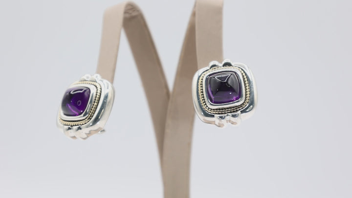 Tiffany & Co 18k Yellow Gold & 925 Vintage Amethyst Earrings