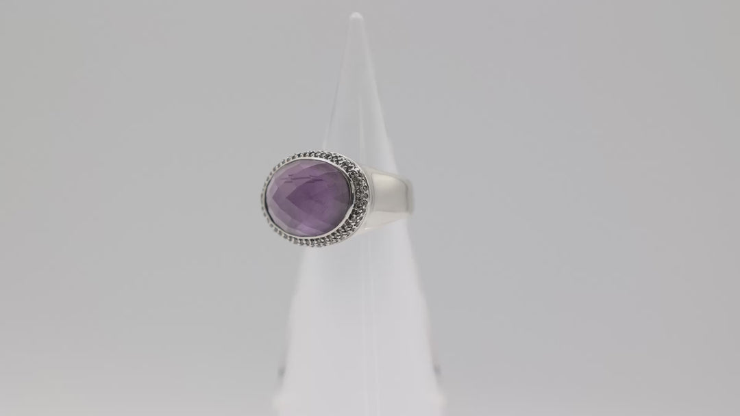 David Yurman Albion Amethyst Diamond Ring Size 7