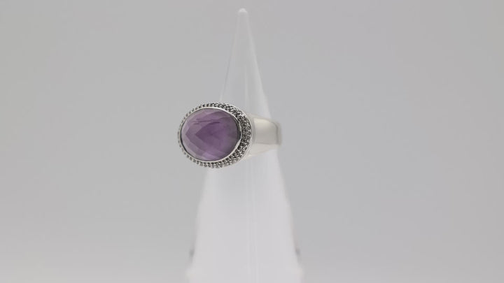 David Yurman Albion Amethyst Diamond Ring Size 7