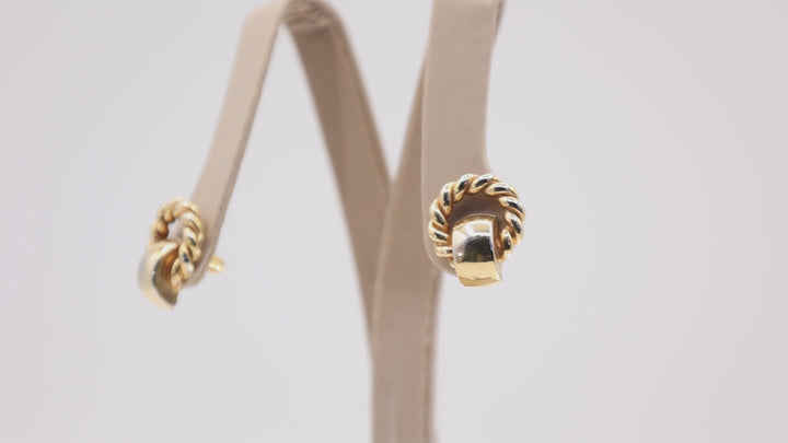 Gold Plated Christian Dior Croissant Drop Earrings