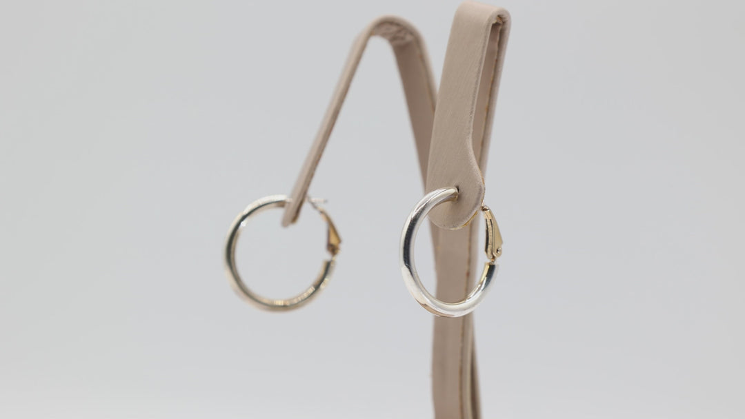 925 Sterling Silver Two Tone Hoop Earrings
