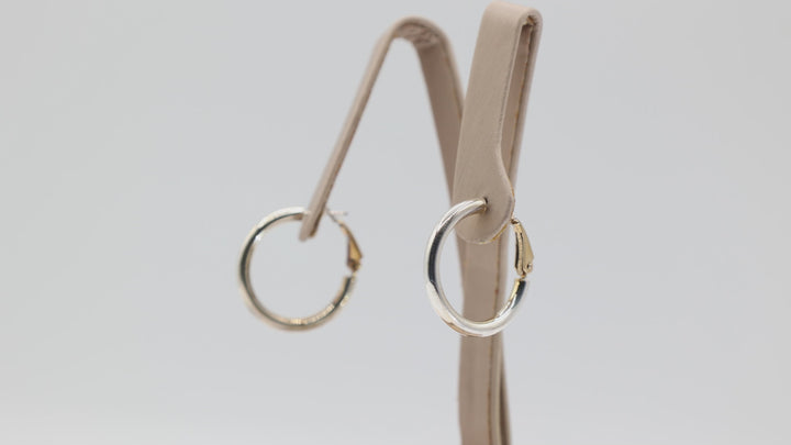 925 Sterling Silver Two Tone Hoop Earrings