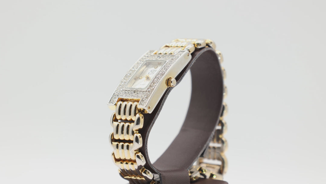 EJ Women's Gold Tone Band & Crystal Quartz Watch