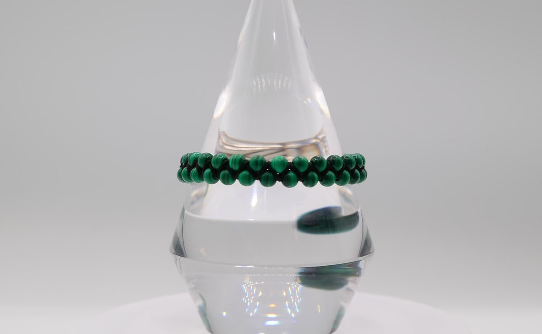 David Yurman Sterling Silver Malachite Adjustable Bracelet