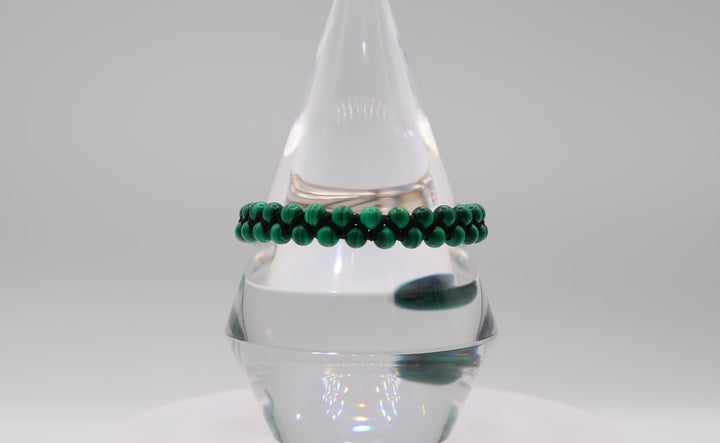 David Yurman Sterling Silver Malachite Adjustable Bracelet